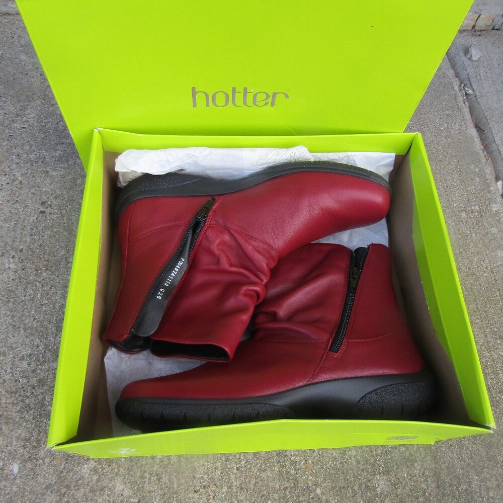 new red Hotters ankle boots